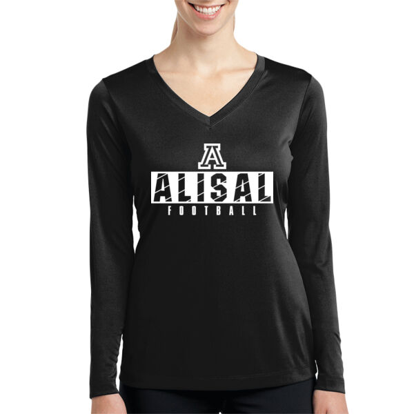 Alisal 2025 Football - Black Ladies Long Sleeve PosiCharge Competitor V Neck Tee Thumbnail