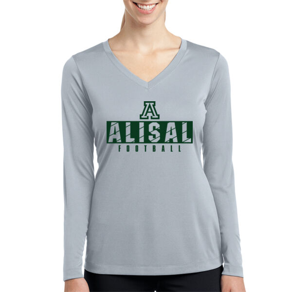 Alisal 2025 Football - Grey Ladies Long Sleeve PosiCharge Competitor V Neck Tee Thumbnail