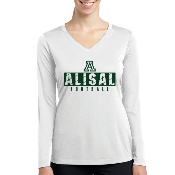 Alisal 2025 Football - White Ladies Long Sleeve PosiCharge Competitor V Neck Tee Thumbnail
